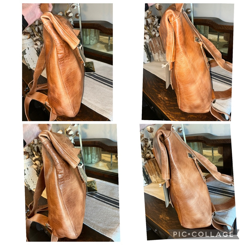 NWT Bed Stu Leather Howie Flapover Leather Backpack Tan Rustic Retail $365 - Picture 8 of 13